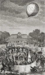 Ascension du ballon de Charles au-dessus du Champ de Mars, de 